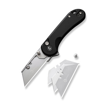 Civivi Elementum Utility Folding Knife Black Aluminum Handle 6Cr Plain Edge C23039B-1