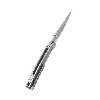 Kubey Momentum Frame Lock Folding Knife Grey Titanium Handle M390 Plain Edge Bead Blast Finish KB386A