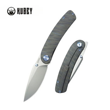 Kubey Momentum Frame Lock Folding Knife Flame Titanium Handle M390 Plain Edge Beadblast Finish KB386C