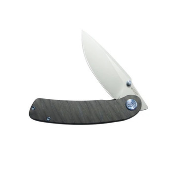 Kubey Momentum Frame Lock Folding Knife Flame Titanium Handle M390 Plain Edge Beadblast Finish KB386C