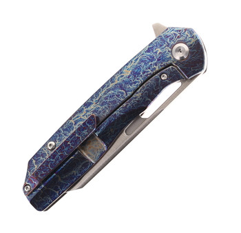 Discontinued Kansept Shard Folding Knife Lightning Strike Titanium Handle S35VN Plain Edge Satin Finish K1006A16