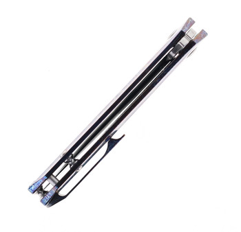 Discontinued Kansept Shard Folding Knife Lightning Strike Titanium Handle S35VN Plain Edge Satin Finish K1006A16