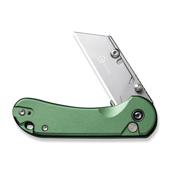 Civivi Elementum Utility Folding Knife Green Aluminum Handle 6Cr Plain Edge C23039B-3re