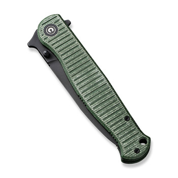 Civivi RS71 Folding Knife Green Canvas Micarta Handle Nitro-V Plain Edge Black Stonewash Finish C23025-3