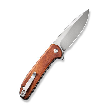 Civivi Primitrox Folding Knife Guibourtia Wood Handle Nitro-V Drop Point Plain Edge Satin Finish C23005A-3