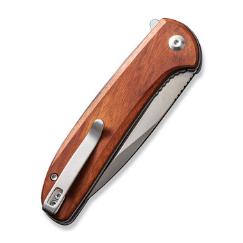 Civivi Primitrox Folding Knife Guibourtia Wood Handle Nitro-V Drop Point Plain Edge Satin Finish C23005A-3
