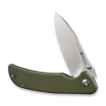Sencut Borzam Folding Knife OD Green G10 Handle 9Cr18MoV Drop Point Plain Edge Satin Finish S23077-1