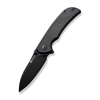 Sencut Borzam Folding Knife Black Canvas Micarta Handle 9Cr18MoV Drop Point Plain Black Blade S23077-3 Sencut Borzam Folding Knife Black Canvas Micarta Handle 9Cr18MoV Drop Point Plain Black Blade S23077-3