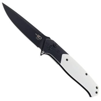 Bestech Swordfish Folding Knife Black/White G10 Handle 14C28N Plain Black Blade BG62A