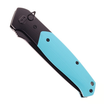 Bestech Swordfish Folding Knife Black/Light Blue G10 Handle 14C28N Plain Edge Black PVD Finish BG62E