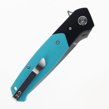 Bestech Swordfish Folding Knife Black/Light Blue G10 Handle 14C28N Plain Edge Satin Finish BG62F