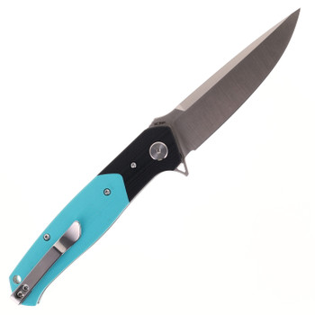 Bestech Swordfish Folding Knife Black/Light Blue G10 Handle 14C28N Plain Edge Satin Finish BG62F
