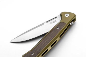 Lion Steel Skinny Folding Knife Green Aluminum Handle Magnacut Plain Edge Stonewash Finish SK01A-GS