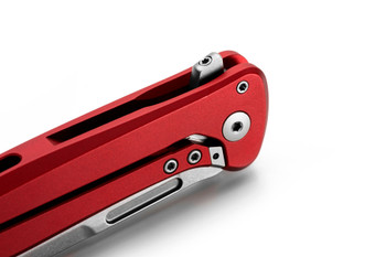 Lion Steel Skinny Folding Knife Red/Black Aluminum Handle Magnacut Plain Edge Stonewash Finish LS-SK01A-RS