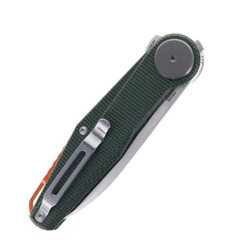 Defcon JK Series Button Lock Folding Knife OD Green Micarta Handle 14C28N Plain Edge Satin Finish