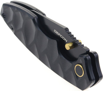 Defcon Liner Lock Folding Knife Black Sculpted G10 Handle 14C28N Plain Black Blade TD004F-2