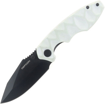 Defcon Liner Lock Folding Knife Jade Sculpted G10 Handle 14C28N Plain Black Blade TD004F-4
