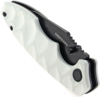 Defcon Liner Lock Folding Knife Jade Sculpted G10 Handle 14C28N Plain Black Blade TD004F-4