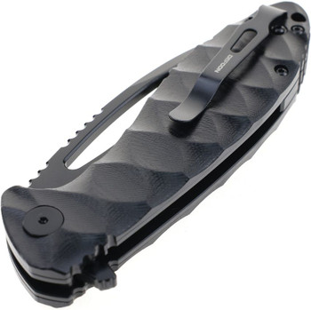 Defcon Liner Lock Folding Knife Black Sculpted G10 Handle 14C28N Plain Black Blade TD009FBK