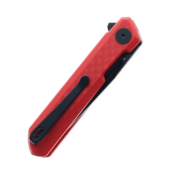 Bestech Mini Dundee Folding Knife Red G10 Handle D2 Plain Black Blade BMK03N