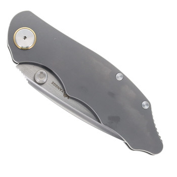 Yangge YG003 Folding Knife Dark Gray Titanium/Bronze Pivot Collar Handle S90V Plain Edge