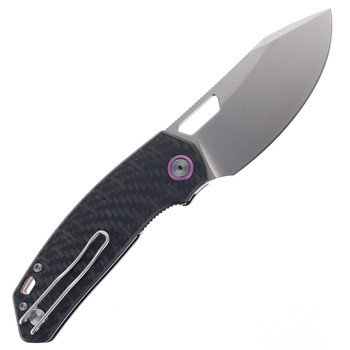 Divo Knives Growler V2 Pocket  Knife Carbon Fiber Handle Bead Blast 154CM Plain Edge