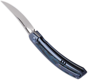 Cavol Kamasu Framelock Folding Knife Blue Titanium/Black/Blue G10 Handle M390 Plain Edge CVLC06BCE