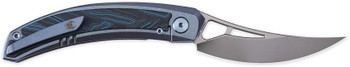 Cavol Kamasu Framelock Folding Knife Blue Titanium/Black/Blue G10 Handle M390 Plain Edge CVLC06BCE