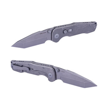 Real Steel Evolution Frame Lock Folding Knife Grey Titanium Handle S35VN Tanto Plain Edge 9912