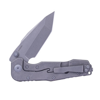 Real Steel Evolution Frame Lock Folding Knife Grey Titanium Handle S35VN Tanto Plain Edge 9912