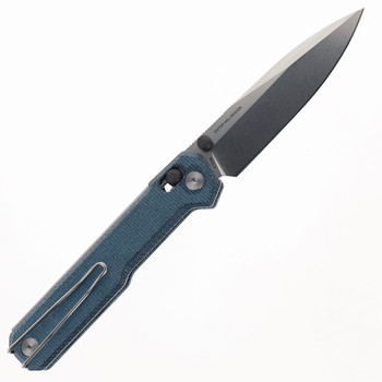 Real Steel Perix Folding Knife Denim Micarta Handle Nitro-V Drop Point Plain Edge Satin Finish 7121DM