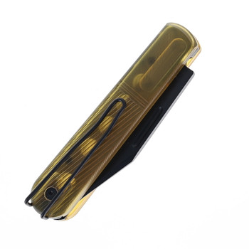 Real Steel Barlow RB5 Folding Knife Ultem Handle N690 PVD Clip Point Plain Edge Black PVD Blade 8022BU