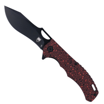 CobraTec Nighthawk Folding Knife Red/Black G10 Handle D2 Plain Black Blade CTNHK