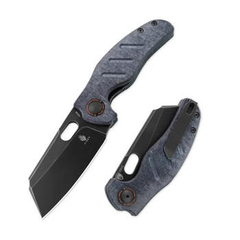 Kizer C01C Folding Knife Denim Micarta Handle 154CM Sheepsfoot Plain Black Blade V4488C5