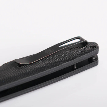 Vosteed Talarurus Folding Knife Black Micarta Handle 14C28N Modified Sheepsfoot Plain Edge Black Stonewash Finish A2703