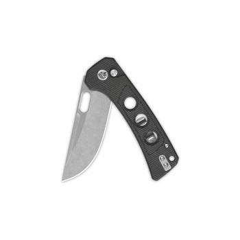 QSP Unicorn Button Lock Folding Knife Dark Brown Micarta Handle 14C28N Plain Edge QS156-A1