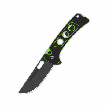 QSP Unicorn Button Lock Folding Knife Black/Neon G10 Handle 14C28N Plain Black Blade QS156-C2
