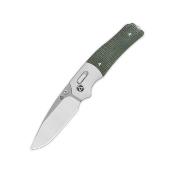 QSP Vault GlydeLock Folding Knife Green Micarta Handle 14C28N Plain Edge Satin Finish QS157-B1