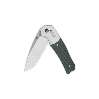 QSP Vault GlydeLock Folding Knife Green Micarta Handle 14C28N Plain Edge Satin Finish QS157-B1