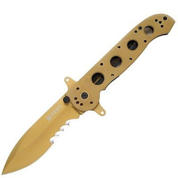 CRKT M21 Special Forces Folding Knife Tan Nitride Combo Edge blade Tan G-10 Handle Kit Carson M21-14DSFG