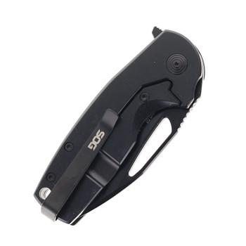 SOG Stout FLK Blackout Folding Knife Black G10 Handle D2 Clip Point Plain Black Blade 14-03-02-57