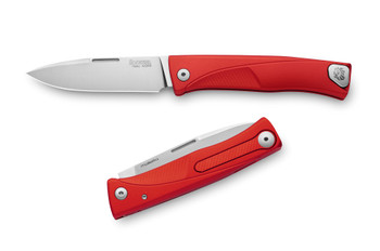 LionSteel Thrill Integral Slip Joint Folding Knife Red Aluminum Handle M390 Plain Edge Satin Finish LSTL-ARS