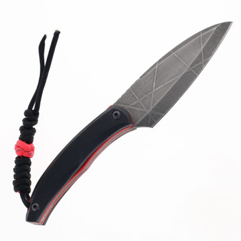 Max Tkachuk Custom Beshket Scandi Drop Point Fixed Blade Knife Black/Red G10 Black Kydex Sheath Max Tkachuk Custom Beshket Scandi Drop Point Fixed Blade Knife Black/Red G10 Black Kydex Sheath