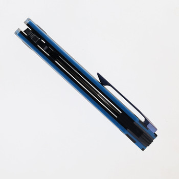 Petrified Fish Mocado Folding Knife Blue/Black G10 Handle  K110 Plain Edge Black Stonewash/Satin Finish P08-BDW