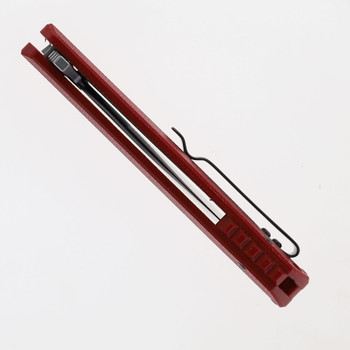 Petrified Fish Folding Knife Red Micarta Handle D2 Plain Edge Satin Finish 818-RMS