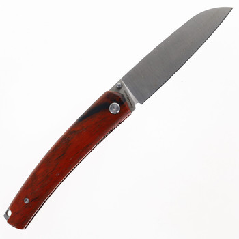 Petrified Fish Folding Knife Sandalwood Handle 12C27N Plain Edge Satin Finish 719-WOS