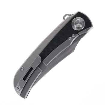 Two Sun Folding Knife Titanium/Carbon Fiber Handle M390 Plain Edge TS191-M390