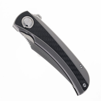 Two Sun Folding Knife Titanium/Carbon Fiber Handle M390 Plain Edge TS191-M390