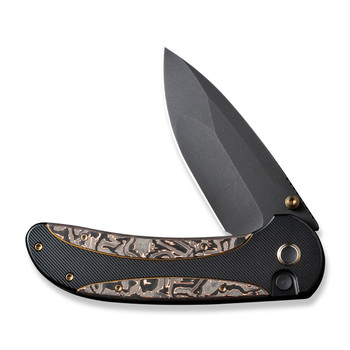 WE Zizzit Folding Knife Black/Copper Titanium/Copper Foil Carbon Fiber Handle 20CV Drop Point Plain Edge Black Stonewash Finish WE23031-1 WE Zizzit Folding Knife Black/Copper Titanium/Copper Foil Carbon Fiber Handle 20CV Drop Point Plain Edge Black Stonewash Finish WE23031-1