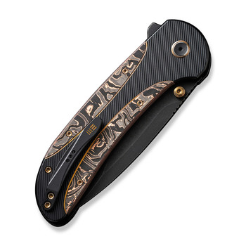 WE Zizzit Folding Knife Black/Copper Titanium/Copper Foil Carbon Fiber Handle 20CV Drop Point Plain Edge Black Stonewash Finish WE23031-1 WE Zizzit Folding Knife Black/Copper Titanium/Copper Foil Carbon Fiber Handle 20CV Drop Point Plain Edge Black Stonewash Finish WE23031-1